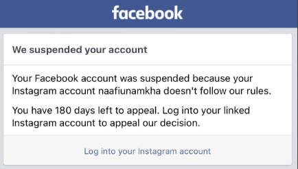 facebook suspended my account