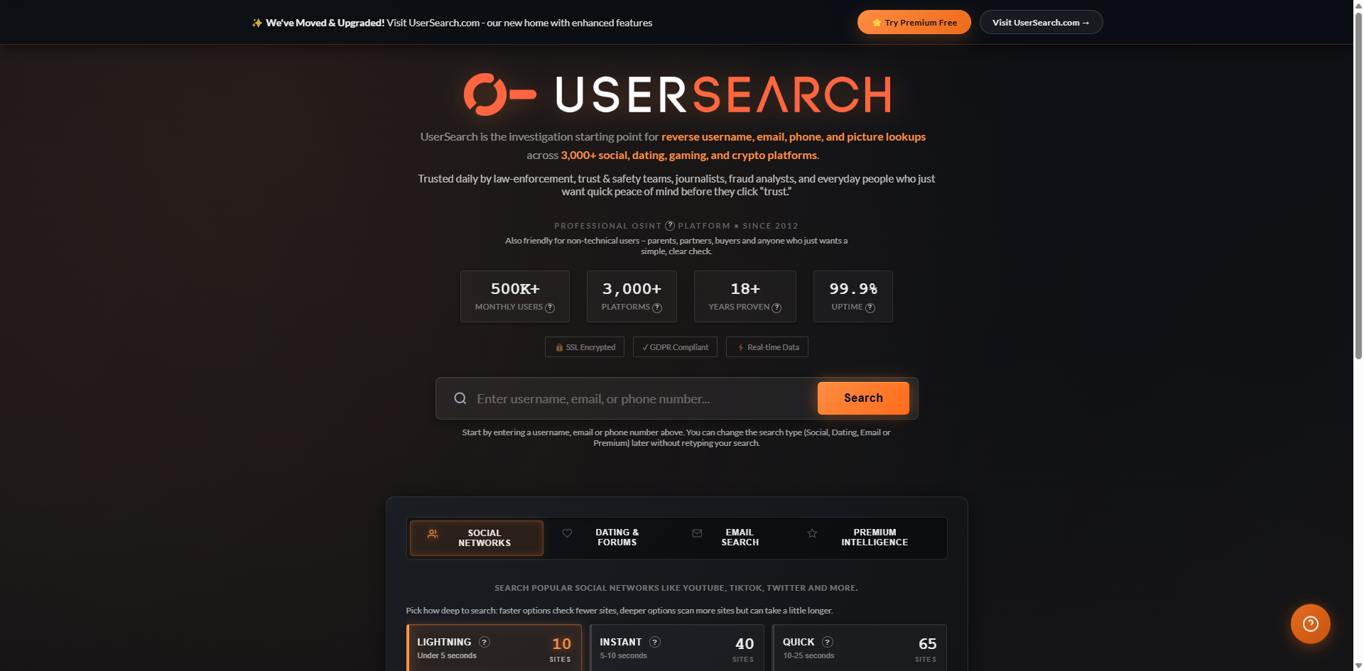 UserSearch free social media search