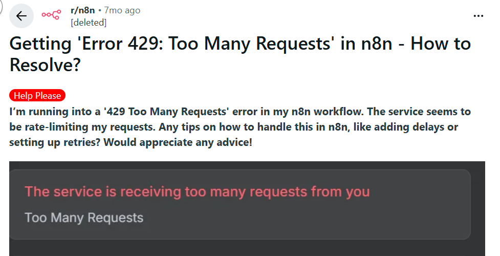 error 429 too many requests