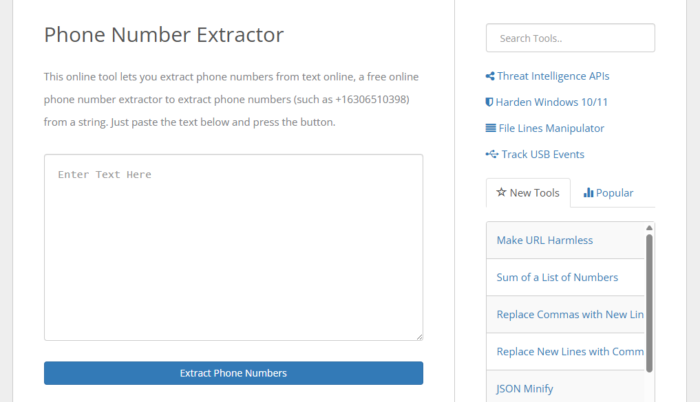 5 telephone number extractor