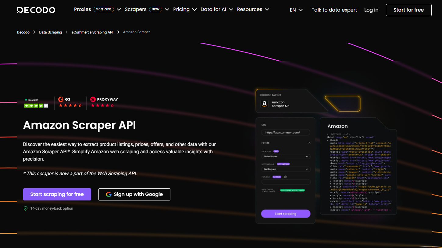 scrape amazon product data