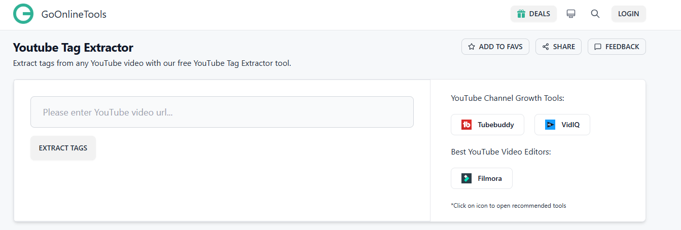 GoOnlineTools youtube tag extractor