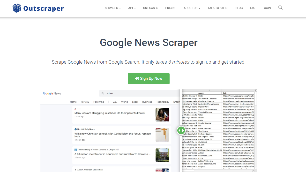 Outscraper news scraper