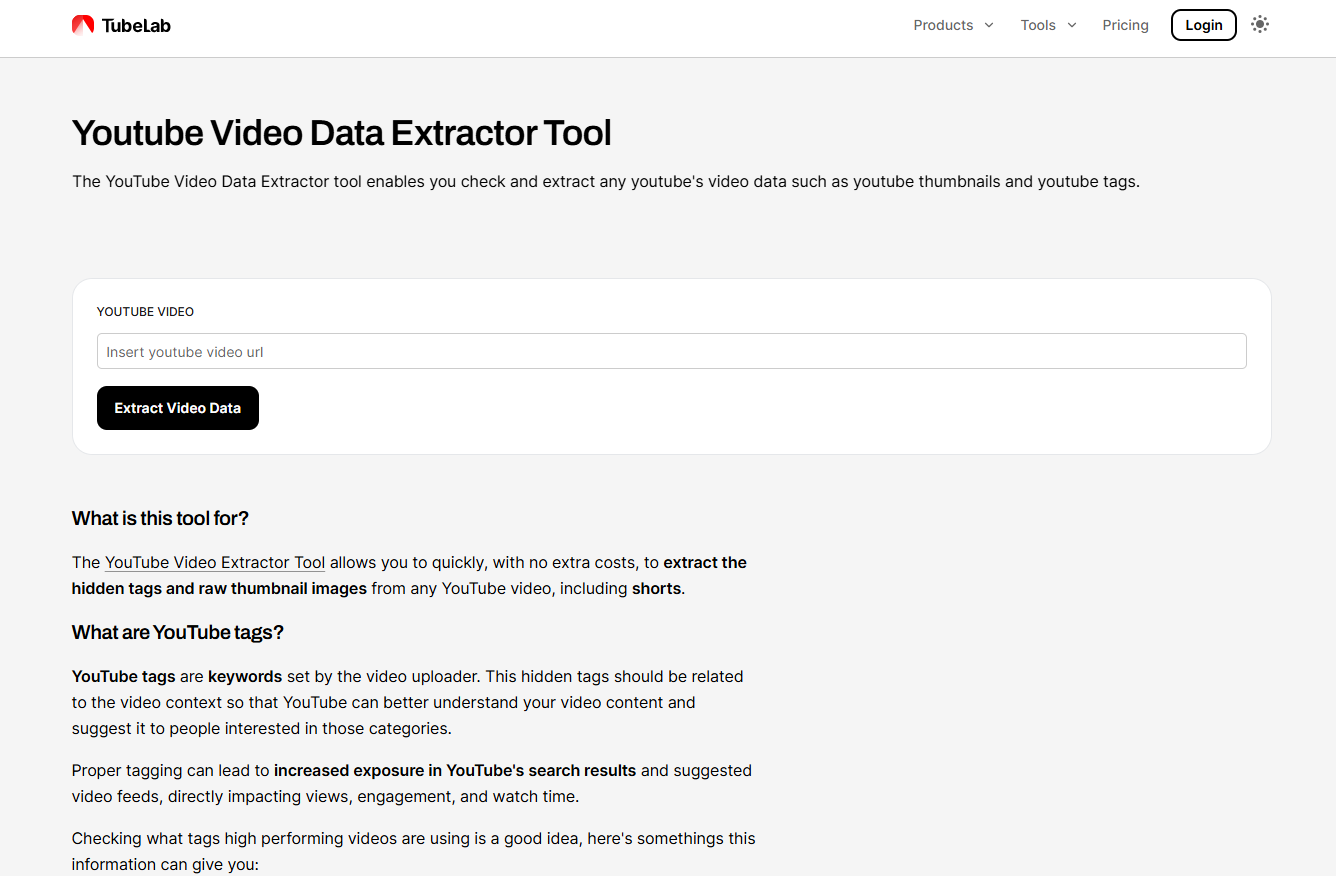 TubeLab youtube video tag extractor
