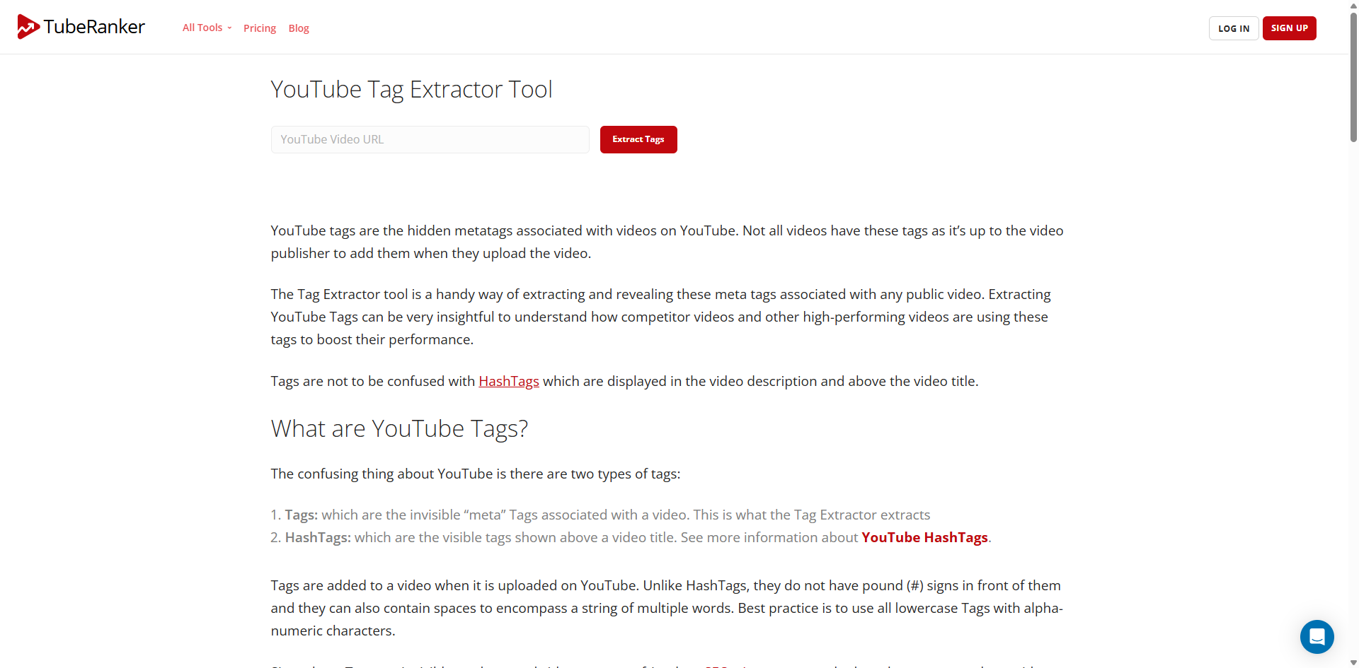 TubeRanker youtube tags extractor