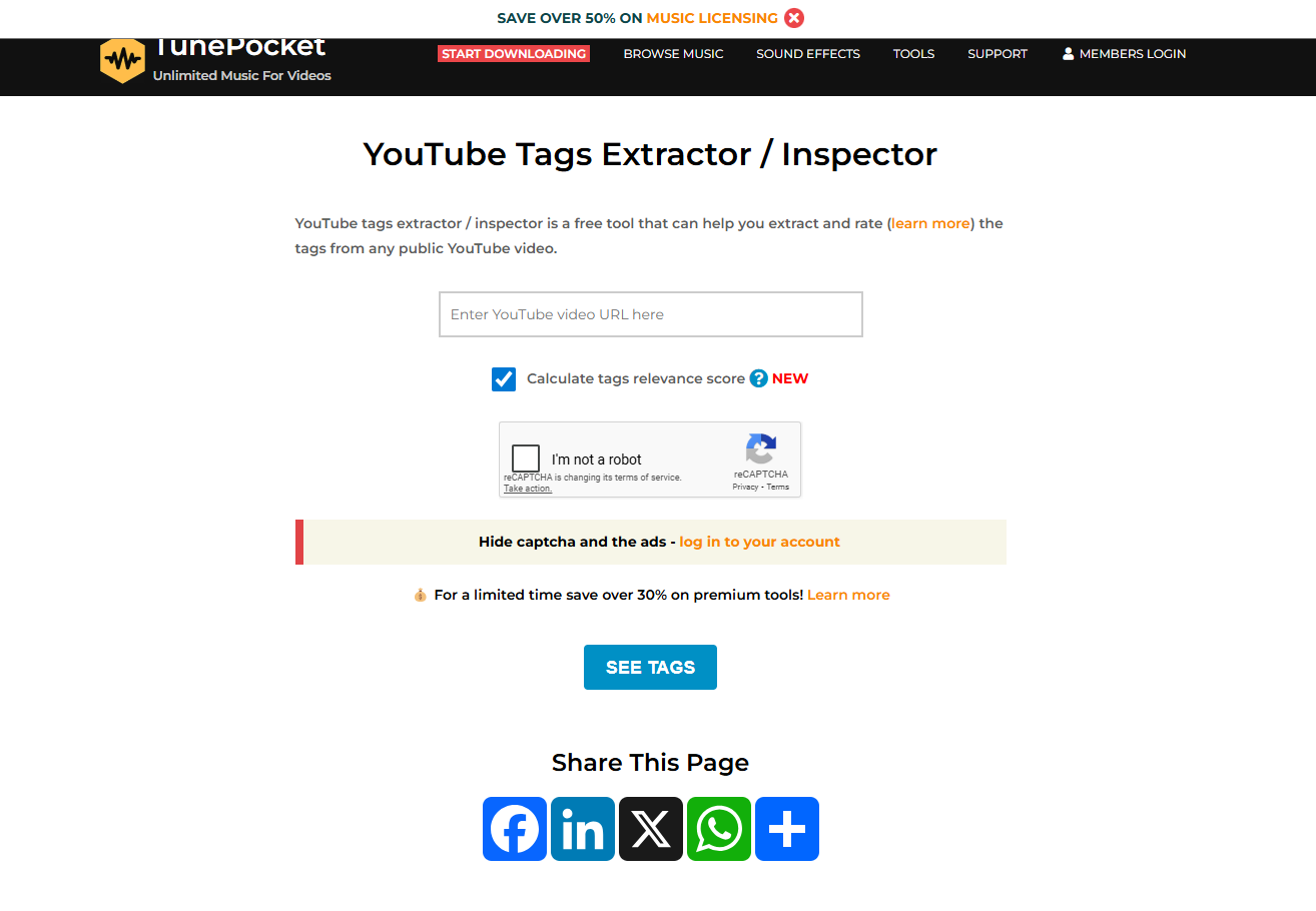 TunePocket youtube video tag extractor