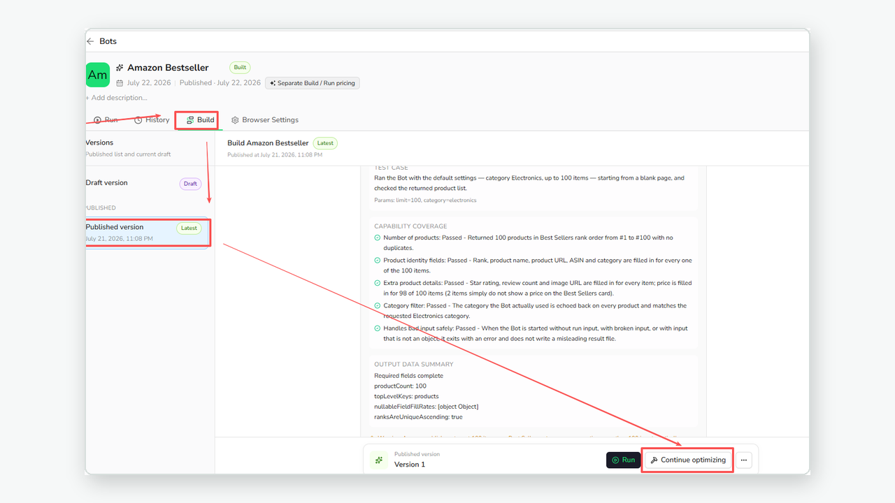Continue optimizing action for the latest Bot version