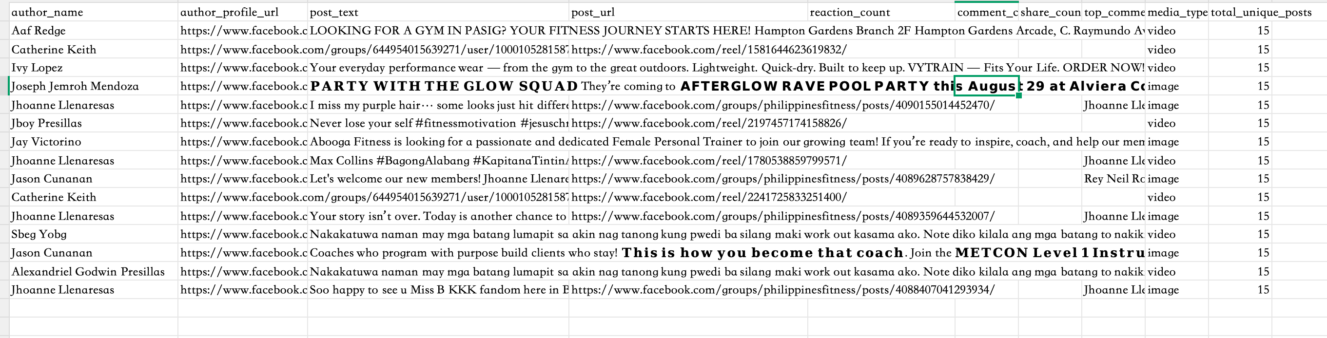 BrowserAct Facebook Groups posts and comments structured export result BrowserAct Facebook Groups posts and comments structured export result