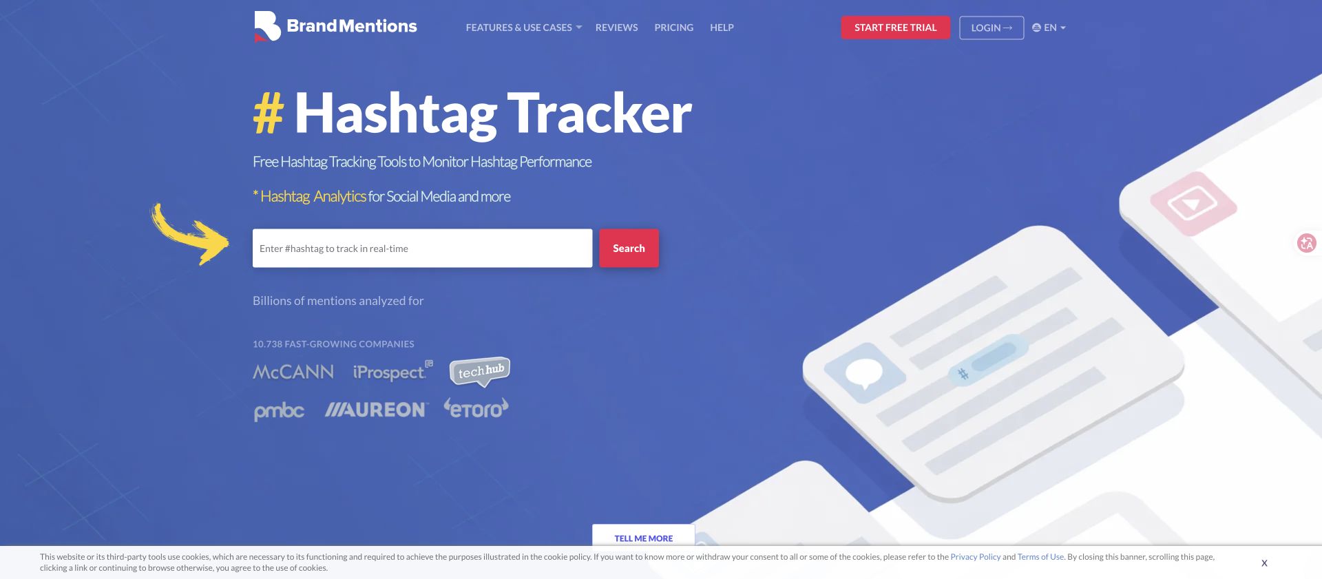 BrandMentions official hashtag tracker page for real-time hashtag monitoring