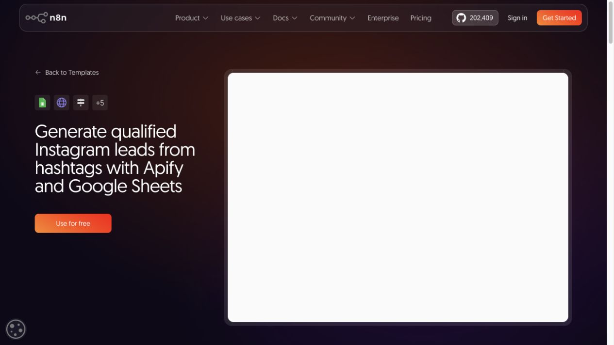 n8n workflow template for qualified Instagram leads from hashtags with Apify and Google Sheets