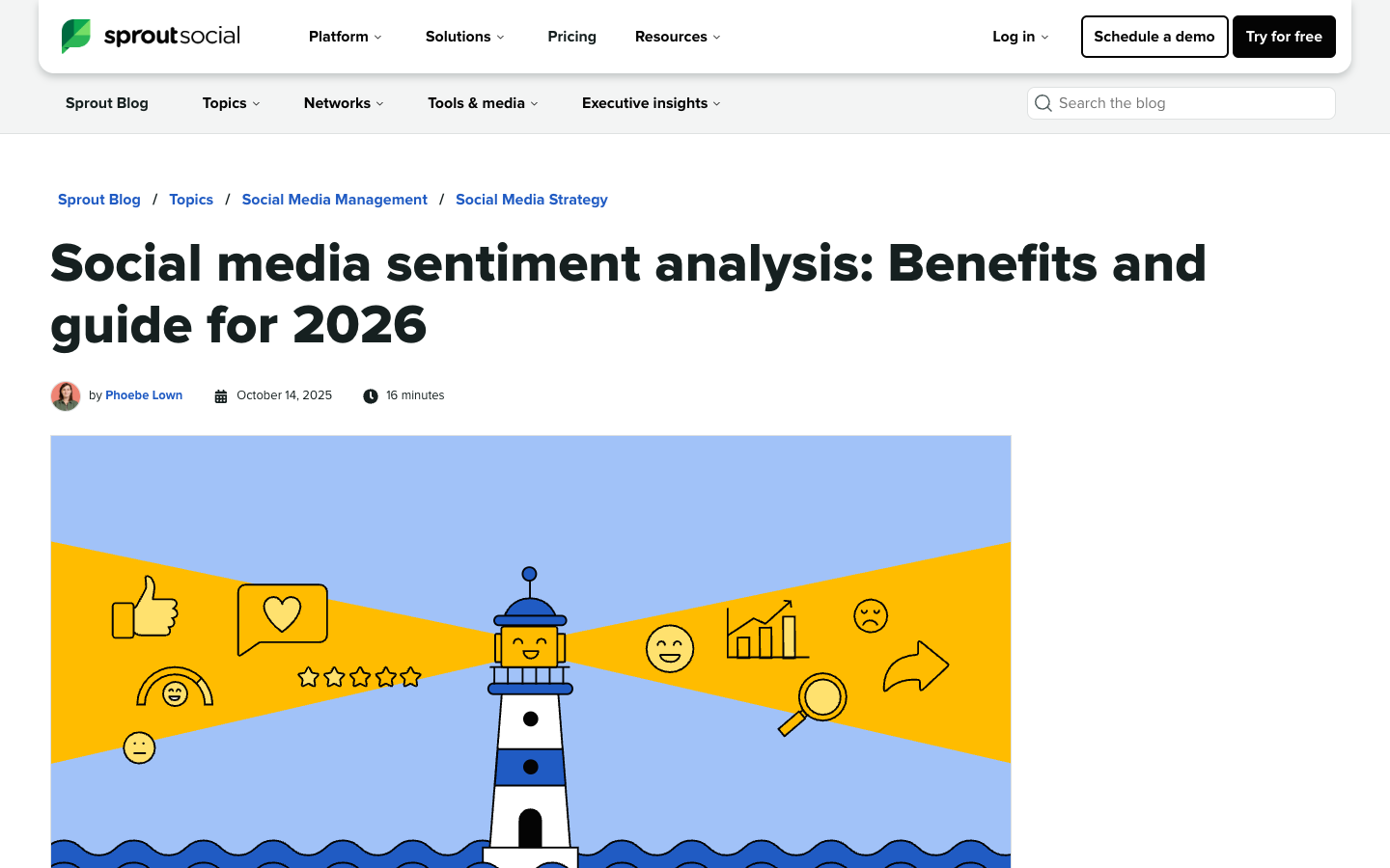 Sprout Social social media sentiment analysis guide showing broader monitoring context