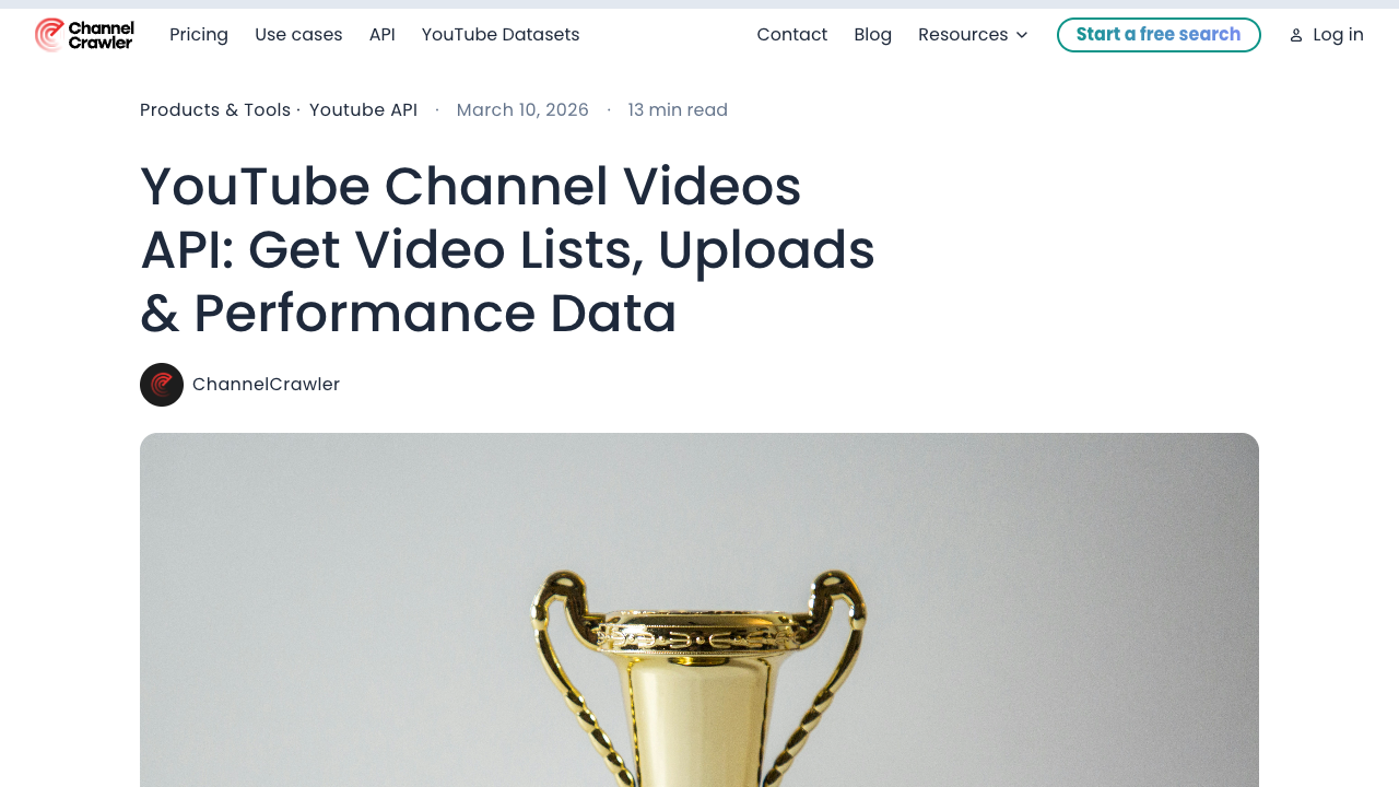 ChannelCrawler guide explaining YouTube channel video list and performance data routes