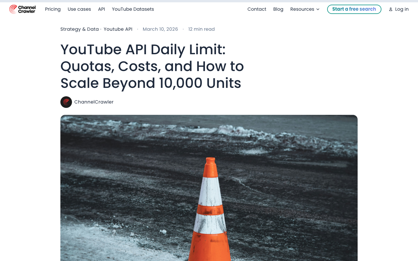 ChannelCrawler YouTube API quota and scaling guide screenshot