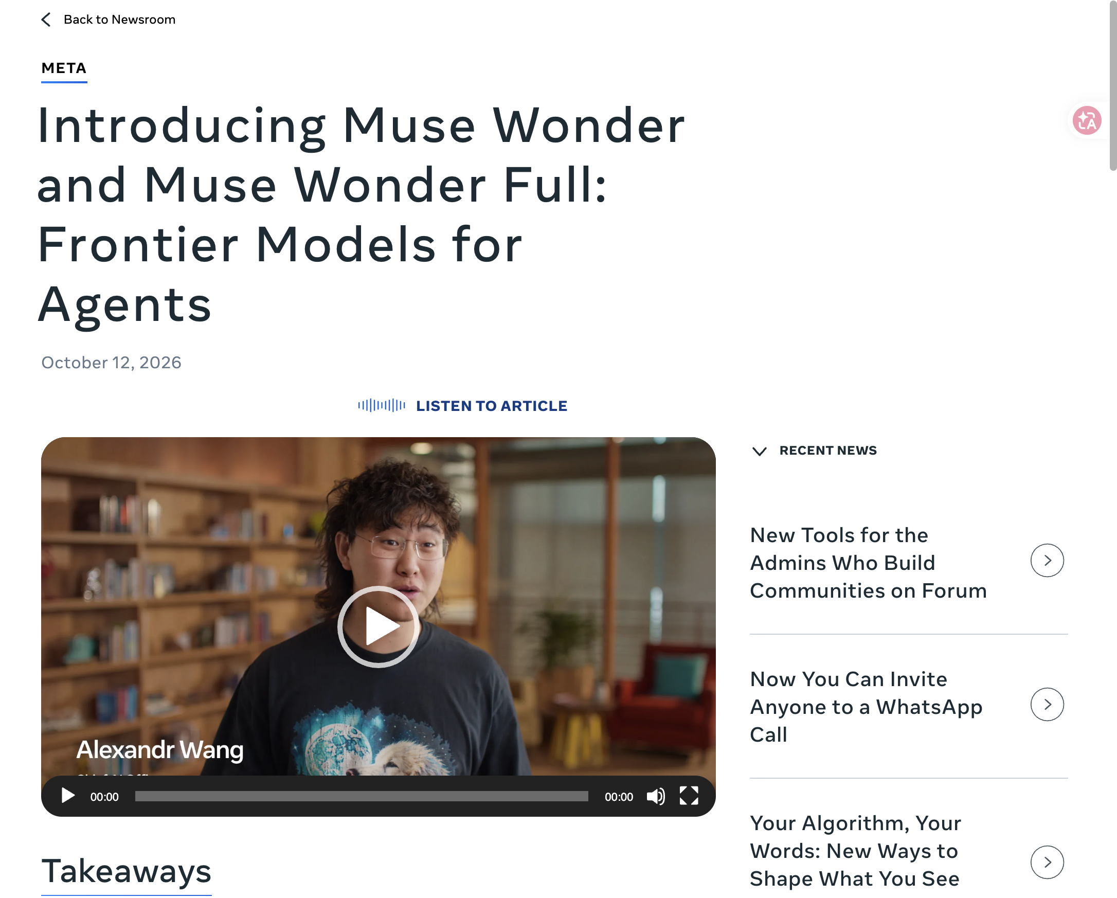 Meta’s official announcement of Muse Wonder and Muse Wonder Full