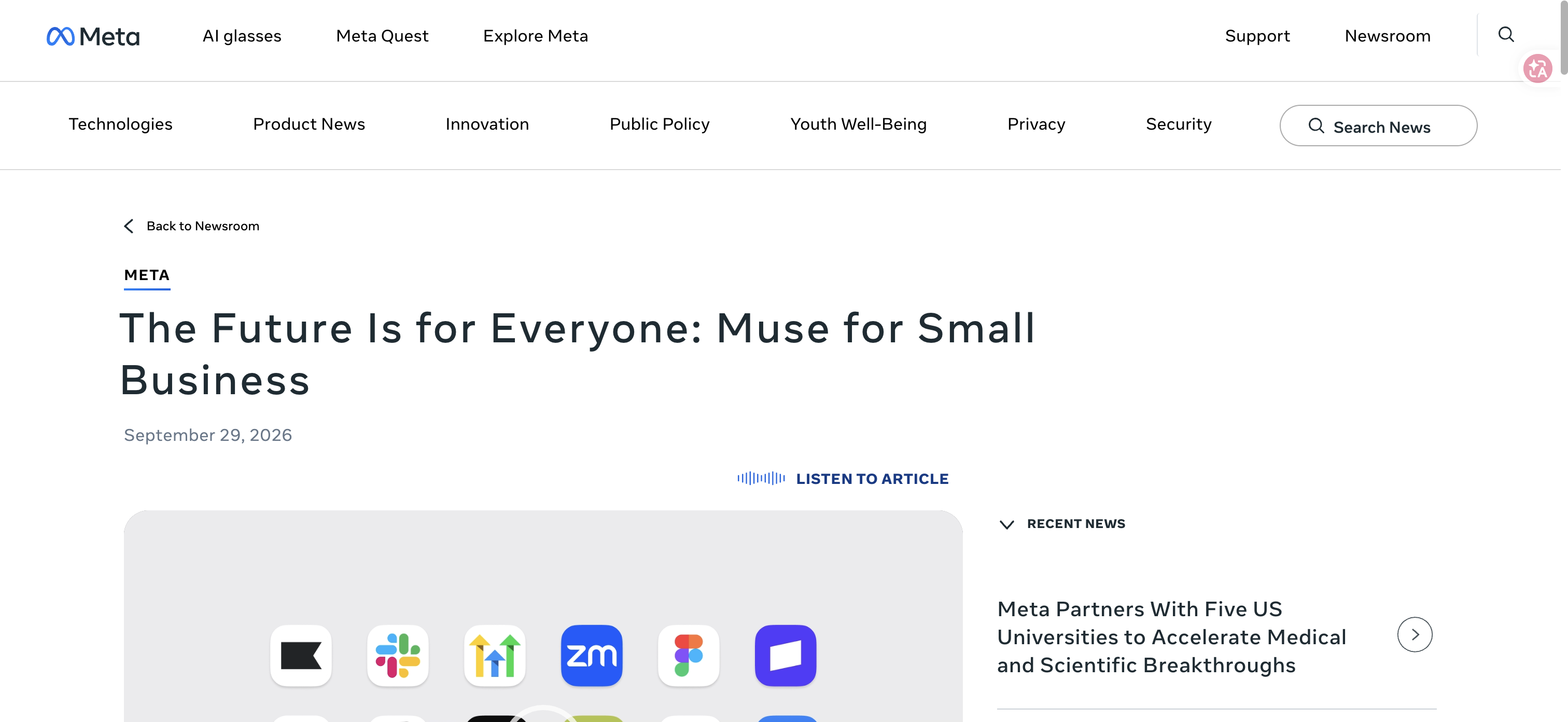 Meta's official Muse for Small Business announcement