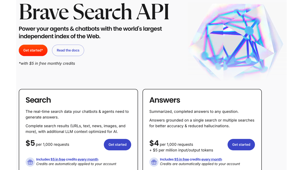 Brave Search API screenshot