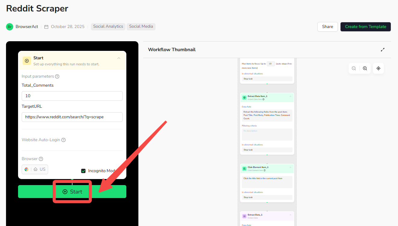 browseract reddit scraper