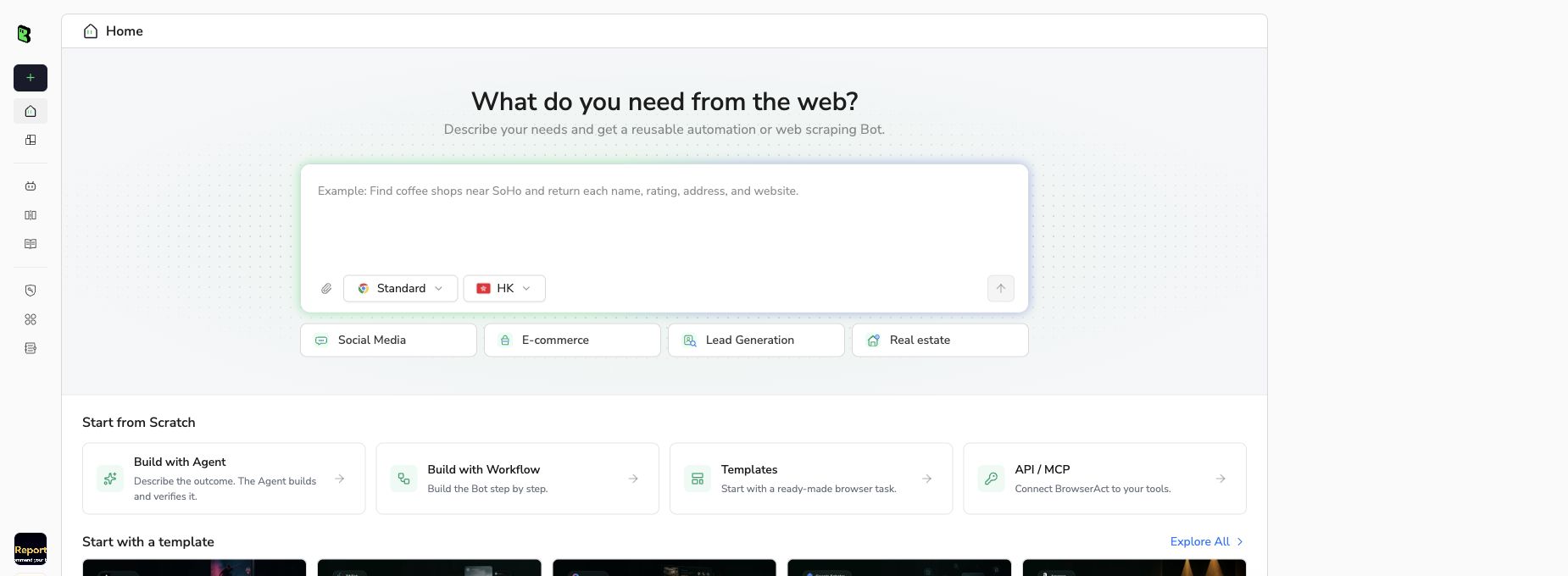 BrowserAct Dashboard for building a Charles Schwab office locations scraper