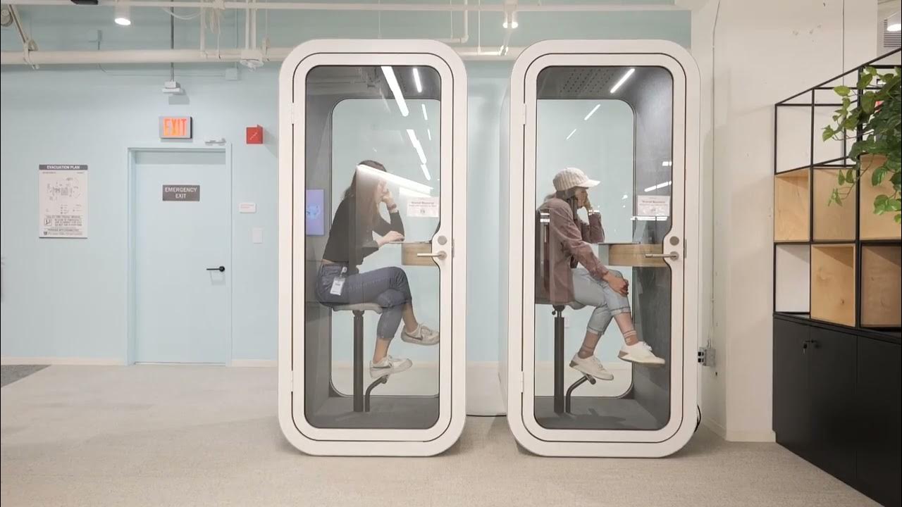 Two phone booths inside DoorDash’s San Francisco office