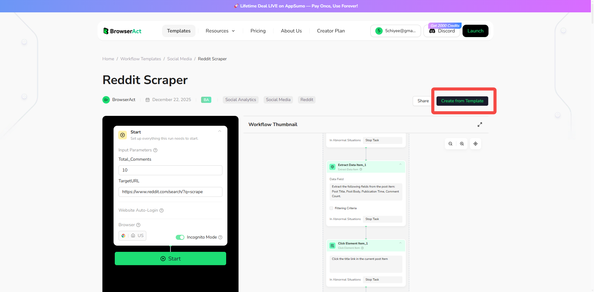 use browseract reddit scraper to avoid reddit 403 blocked