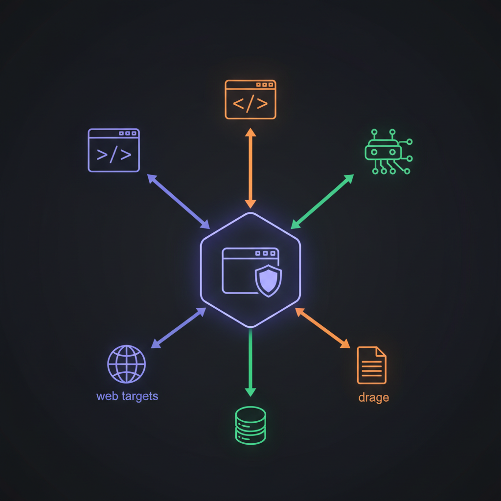 Architecture diagram showing AI agents connecting to BrowserAct via MCP