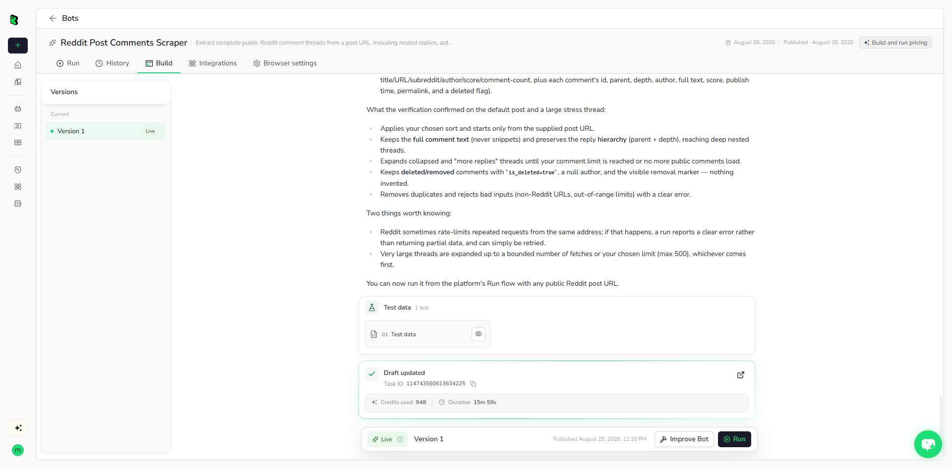 BrowserAct building the Bot