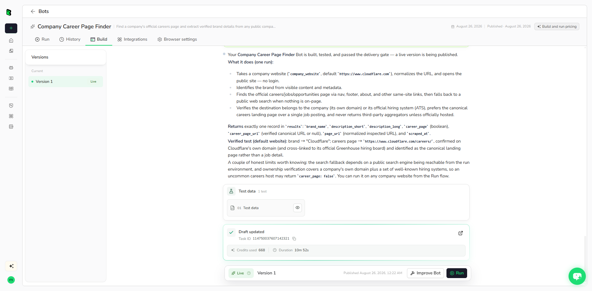 BrowserAct building the Bot
