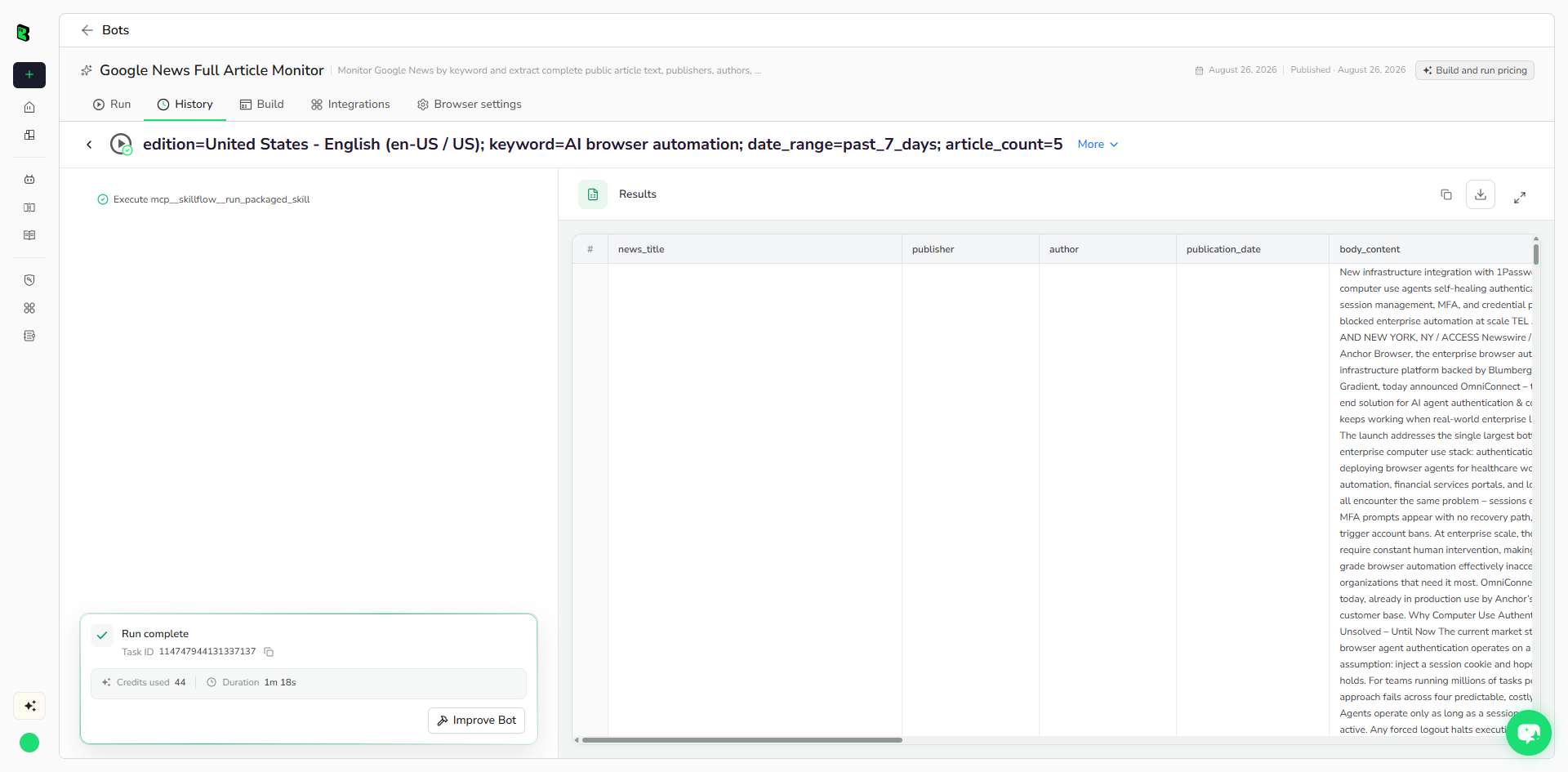 Review structured results