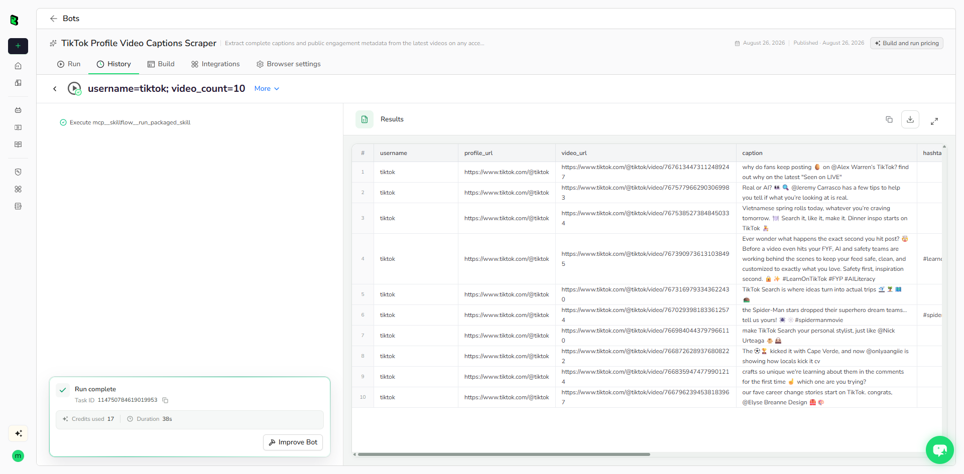 Review structured results