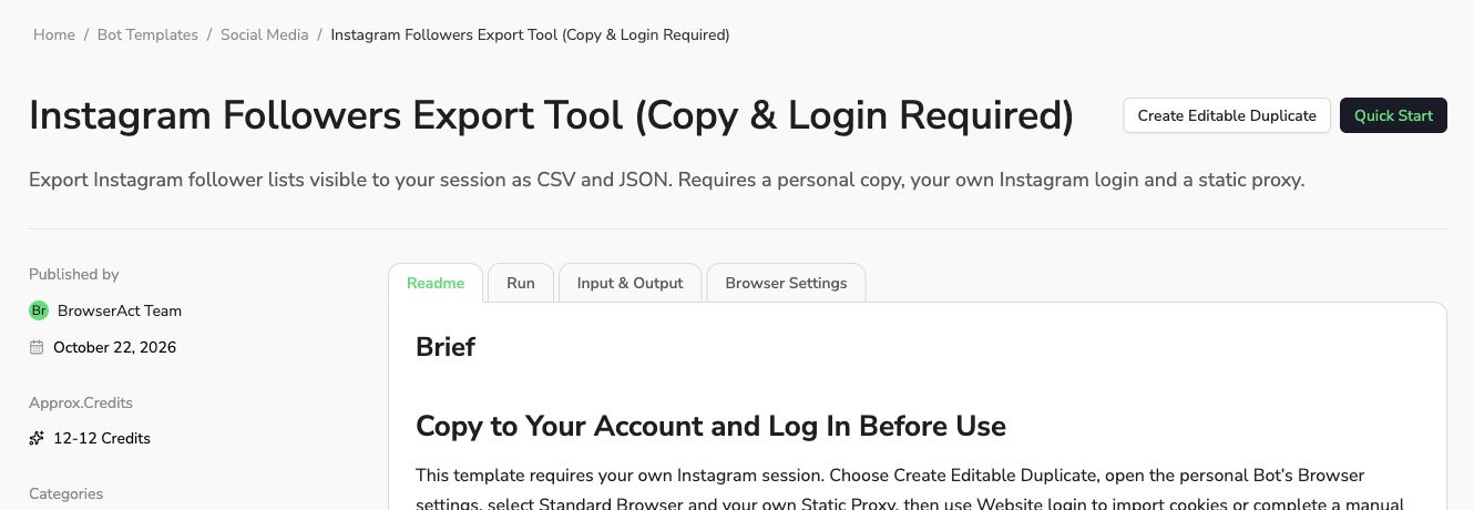 Select Create Editable Duplicate at the top of this Instagram template