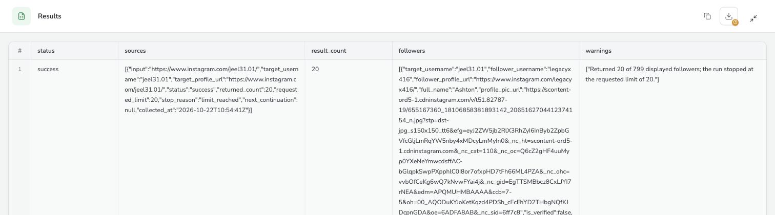 Open a completed task to review its result and use the result download control